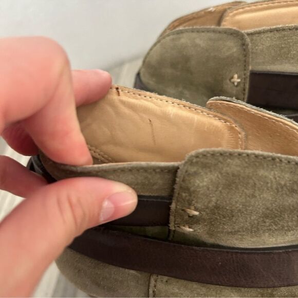 Rag & Bone 39 Harrow Camo Green Stacked Brown Heel Suede Leather Ankle Boots - Picture 5 of 9